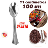 100 Colheres Ovo de Pascoa Sobremesa Descartáveis Luxo 10 Cm 50% OFF Colher prata (CHOCO)