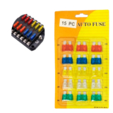 Kit Jogo De Fusíveis Automotivo Com 15 Peças Profissional Reposição Curto Circuito 10A – 30A