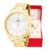 Relógio Champion Feminino Analógico A Prova D’Água Original Dourado + Colar e Brincos CN25118W