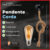 Pendente Corda + Filamento LED 1M Retro Vintage Rústico Sisal E27 Para Decoração Com Detalhes Pérola Preta | Filamento ST64, G80, G95 , G125, G45 ou ST64