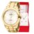 Relógio Champion Feminino Dourado Analógico + Kit Colar e Brincos À Prova D’Água CH24268D – Presente Moda Estilo.