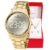 Relógio Feminino Champion Dourado Espelhado Digital  Kit Colar e Brincos Original Moda  CH48019B