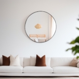 Espelho Redondo 40cm com Pendurador sem Alça em Couro Decorativo Parede Sala Quarto Banheiro