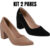 Kit 2 Pares Sapato Feminino Scarpin Bico Fino Retro Conforto Salto Alto 8CM Macio 9484