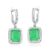Brinco Feminino de Prata 925 Retangular com zircônia Verde