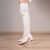 Bota Over The Knee Bico Fino Salto Alto Grosso Luxo Off White