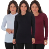 KIT 3 Blusas Segunda Pele Peluciada Felpada Térmica Outono/Inverno Manga Longa