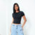 Baby Tee Feminina – Blusa Slim Fit Manga Curta Blusa de Compressão Várias Cores