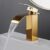 Torneira Banheiro Núcleo de cobre Cascata Dourada Luxo Misturador Monocomando Bica Baixa 18cm Yesop