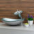 CONJUNTO CUBA BANHEIRO LAVABO CHANFRADA VIDRO + TORNEIRA CASCATA E VÁLVULA CLICK INOX