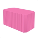Capa Forro de Mesa Aniversário Decoração Festa Rosa Ripado Sublimado de Mesa Em Tecido Veste Fácil