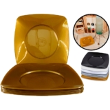 Kit 50 Pratos Grande 21cm Quadrado Prato Refeição Churrasco Comida Acrílico Lavável Descartável
