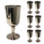 Kit Festa Utensílios 6Un Copo Taça Prato Plástico Festa Reutilizável Descartável Prata Borda