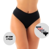 Kit 5 Calcinhas Conforto Cintura Alta Francesinha moda Feminina Lingerie