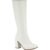 Bota Feminina Lumiss Salto Alto Grosso Confortável Cano Longo Stretch Bico Quadrado Blogueira Off White