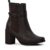 Bota Feminina Lumiss Salto Alto Bloco Confortável Cano Curto Elástico Zíper Blogueira Marrom