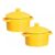 Kit 2 Mini Caçarola Cerâmica Amarela Esmaltada 250ml Moderna Panelinha Para Festa Buffet Servir