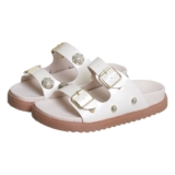 Chinelo Papete Feminina Mãe e Filha 28 ao 39 Off White com Fivela Kidstep