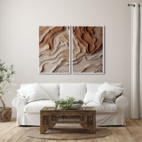 2 Quadros Com Decoração Moderna Telas com Efeito de Camadas Com Moldura C/ e S/ Vidro