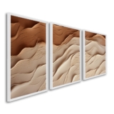 Quadro De Decoração  Com 3 Telas Abstrato Para Sala Quarto Escritorio 60×90 Moldura Com E Sem Vidro