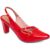 Scarpin Feminino Lumiss Confortável Slingback Fivelas Salto Fino Bico Fino Verniz Vermelho
