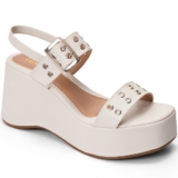Sandália Feminina Lumiss Fivela Ilhós Anabela Plataforma Confortável Off White