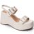 Sandália Feminina Lumiss Fivela Ilhós Anabela Plataforma Confortável Off White