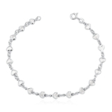 Pulseira Feminina de Prata 925 Corações com Zircônia