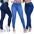 Calça Jeans Escura Feminina Skinny Cintura Alta Com Lycra Efeito Levanta Bumbum Modelagem Slim