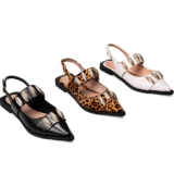 Sapatilha Feminina Lumiss Slingback Bico Fino Confortável Tachas
