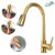 Torneira Cozinha Torneira Gourmet Misturador Monocomando Quente E Frio Extensível Dourado Acabamento Brilhando Yesop