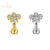 Piercing Minibarbell Labret Aço Cirúrgico com 4 Zircônias Cravejadas Lomiss Piercing Orelha Tragus Conch