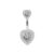 Piercing De Umbigo Chic Coração Cravejado Com Fecho De Coração