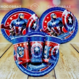 Kit Festa CAPITAO AMERICA 8 Pratos + 8 Copos Descartável 180 Ml Papel – REGINA