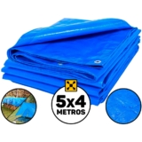 Lona Plástica 100 Micras 5×4 Metros De Proteção Impermeável Cobertura Barraca Piscina Camping Pesca Multiuso