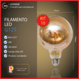 Kit 10 Lâmpada Filamento LED G125 4W E27 LUZ QUENTE Âmbar Retrô Vintage 110V~220V | Bivolt