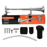 Buzina Marítima 12V 45cm Corneta Cromada Eletropneumática Com Compressor Kit Completo Instalação