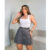 Short Saia Feminino Sarja Elastano Com Cinto Ziper Bolso 3RD SD1285