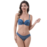 Z&D Lingerie Conjunto Com Aro Com Renda De Bordado e Bojo Calcinha Tanga 8088