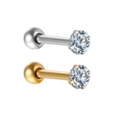 Piercing Microbell Reto Aço Cirúrgico Zircônia Cravejada Redonda Helix Flat Conch Tragus Lóbulo