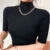 Blusa Feminina Básica Suplex Gola Alta Manga Curta Elegante Estilosa