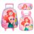 Kit Mochila Com Rodas Escolar 16 Princesa Disney Ariel Rosa