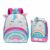 Kit Mochila Lancheira Unicornio Arco Iris Pré-Escola Creche Alça Costas Mao Resistente