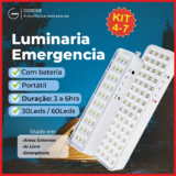 Luminária Emergência Lâmpada 30 ou 60 Leds Recarregável Bivolt Luz Branca