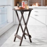 Mesa Bistrô Dobrável 55×99 Madeira Maciça Tabaco Alta Cozinha Varanda Área Gourmet Bar Compacta