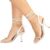 Sandália Feminina Lumiss Salto Alto Fino Confortável Amarração Strass Brilho Off White