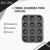 Forma Assadeira Antiaderente Para Cupcake – 12 Cavidades
