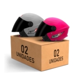 Kit Capacete Moto Aberto Masculino e Feminino Pro Tork New Liberty 3 Three Viseira Fumê Cinza