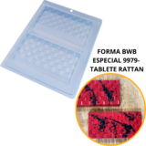 1~4 Forma BWB Com Silicone (3 partes) Chocolate Cód.9979- Tablete Rattan250g. Barra Recheada Gourmet (CHOCO)
