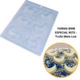 1~4 Forma BWB Com Silicone (3 partes) Para Chocolate – Trufa Meia Lua 22g. Para Trufas e Bombons.